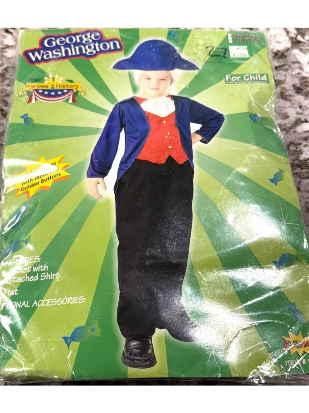 George Washington Child Costume Large (12-14) New